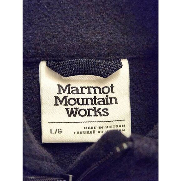 Marmot Fleece Full Zip Jacket womens large Zip pocket embroidered Polyester blk - Picture 2 of 8
